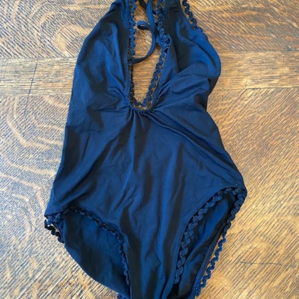 Black Bathing Suit with Lace Details